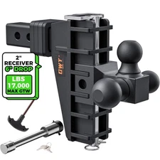 Adjustable Trailer Hitch 2" Receiver 6" Drop Hitch Tri-Ball 17000lb Truck Tow