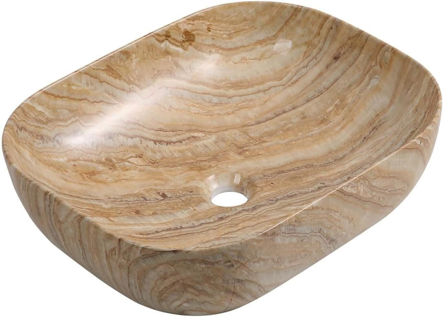 Countertop Basin Marble Effect Ceramic Rectangle Sink Small Bathroom Cloakroom