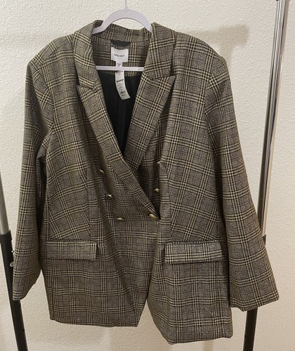 Nine West Women’s Plus Size 4X Plaid Lurex Double Breasted Blazer NWT - Picture 2 of 5