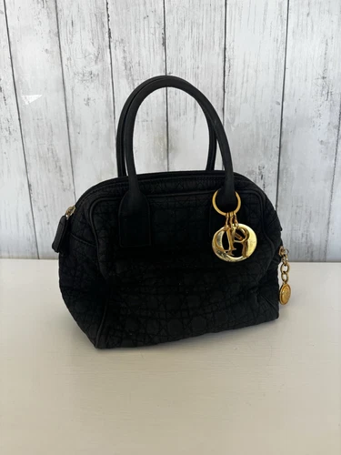 Sac à main Christian Dior sac créateur cannage noir/gris fermeture éclair