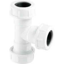 Image of McAlpine Overflow Compression Tee 19mm 23mm Pipe Fitting