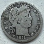 1911 P Barber Head Silver Quarter-INV#9053