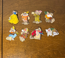 Wrights Disney Snow White 7 Dwarfs Iron On Patches Complete Set 8 OPEN PACKAGE