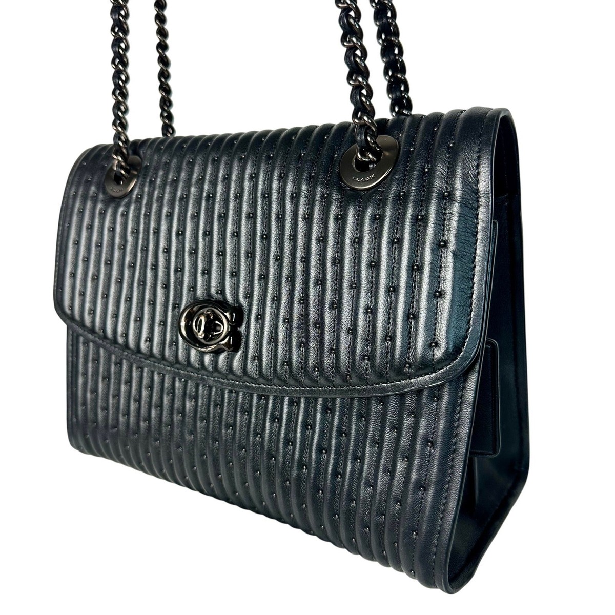 バッグ COACH Parker Chain Shoulder Bag Black Coach Women's Parker Shoulder Bag - Black