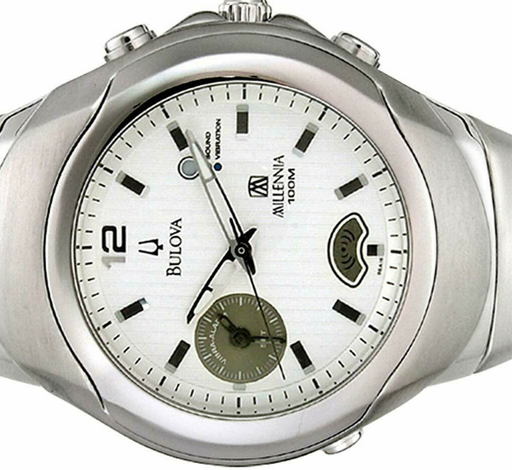 Bulova 96a16 Vintage Series Millennia Silver Ss Dress White Dial Vibra 2 Alarm For Sale Online Ebay