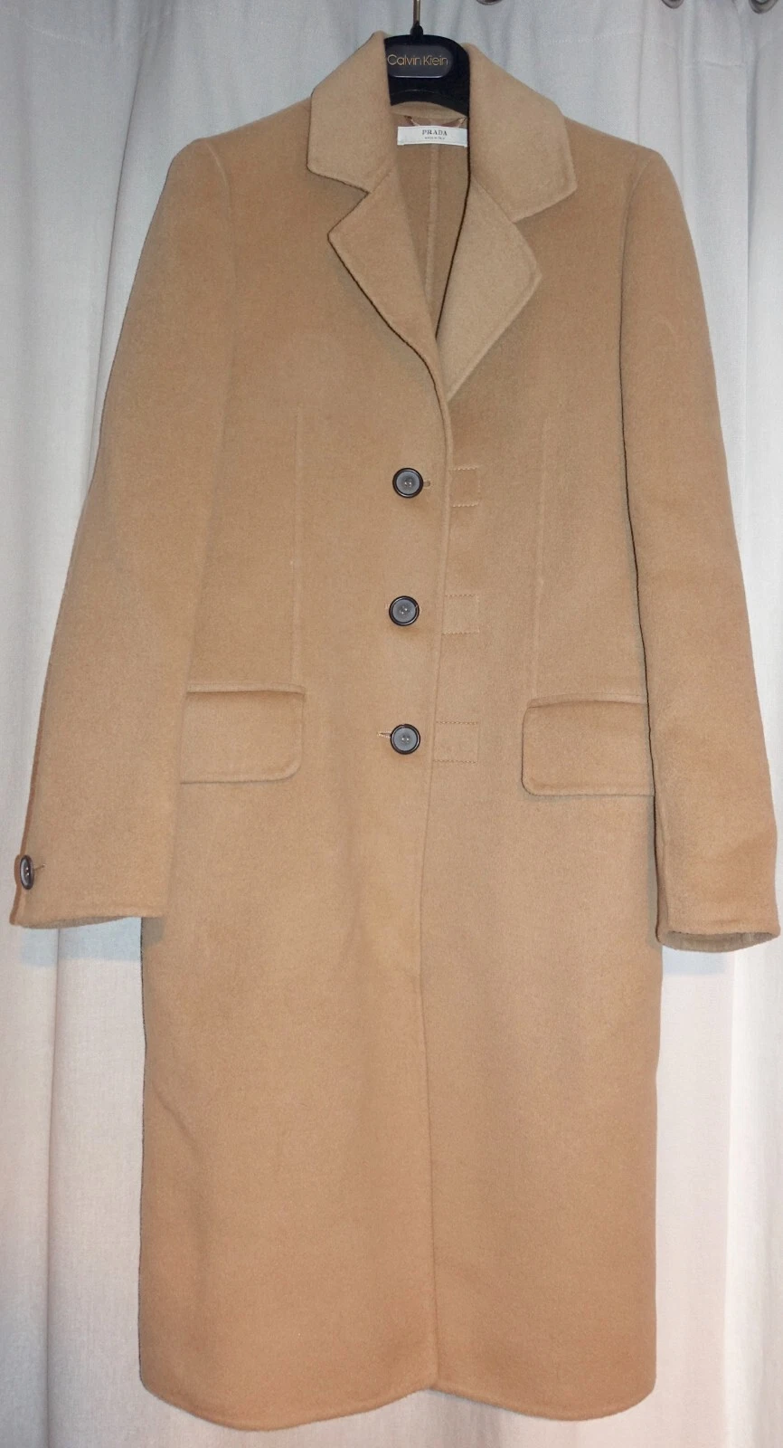 Cappotto Donna Prada Beige Lana Angora Taglia 40 Made in Italy