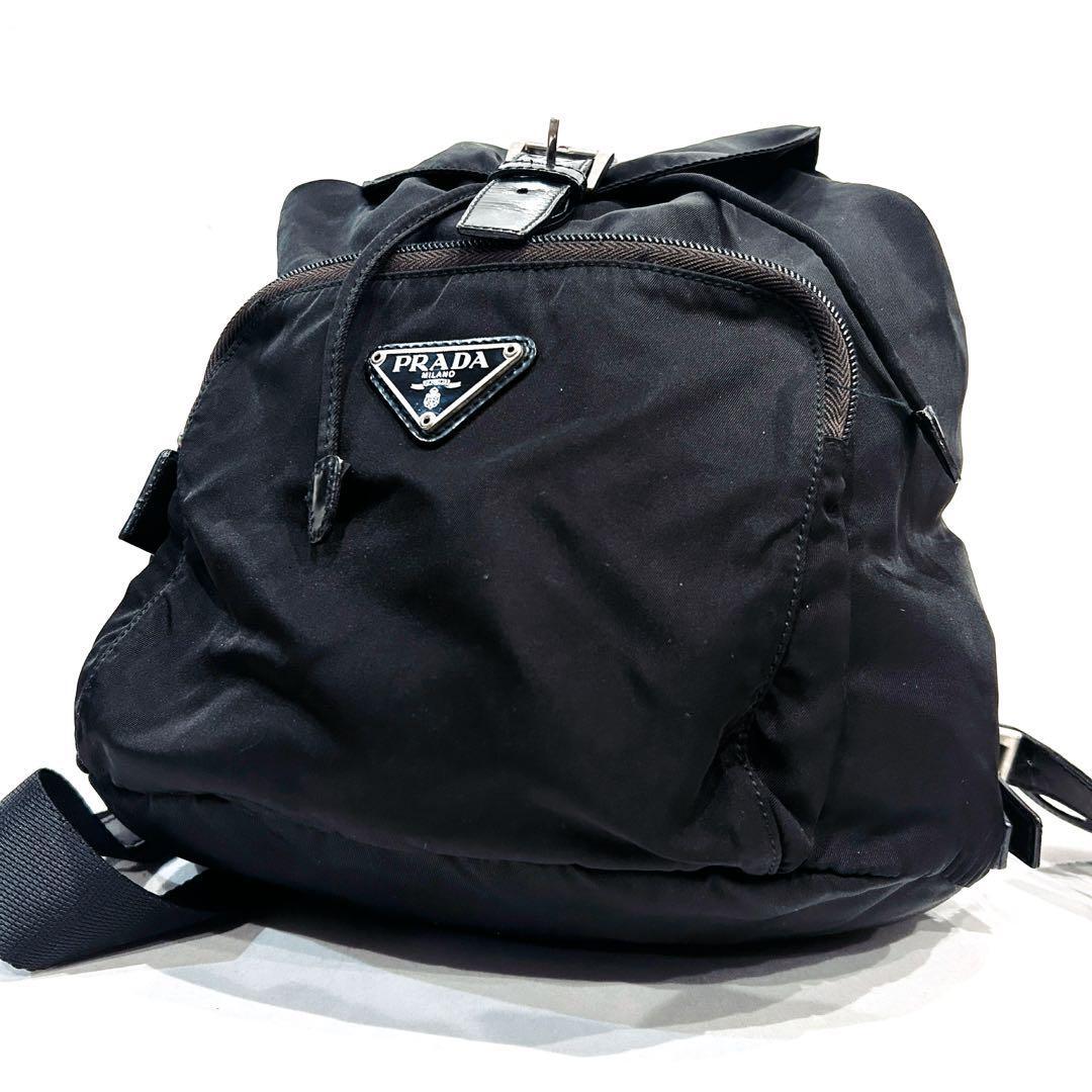 バッグ PRADA black nylon backpack Prada Nylon Rucksack Backpack Black Triangle Logo Unisex