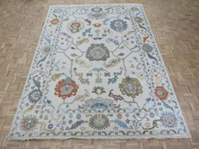 7'11 x 9'10 Hand Knotted Ivory Colorful Oushak Oriental Rug G10596