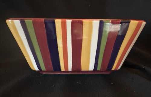Pampered Chef Simple Additions 7.5" Square Striped Serving Bowls Set of 2 - Picture 2 of 8