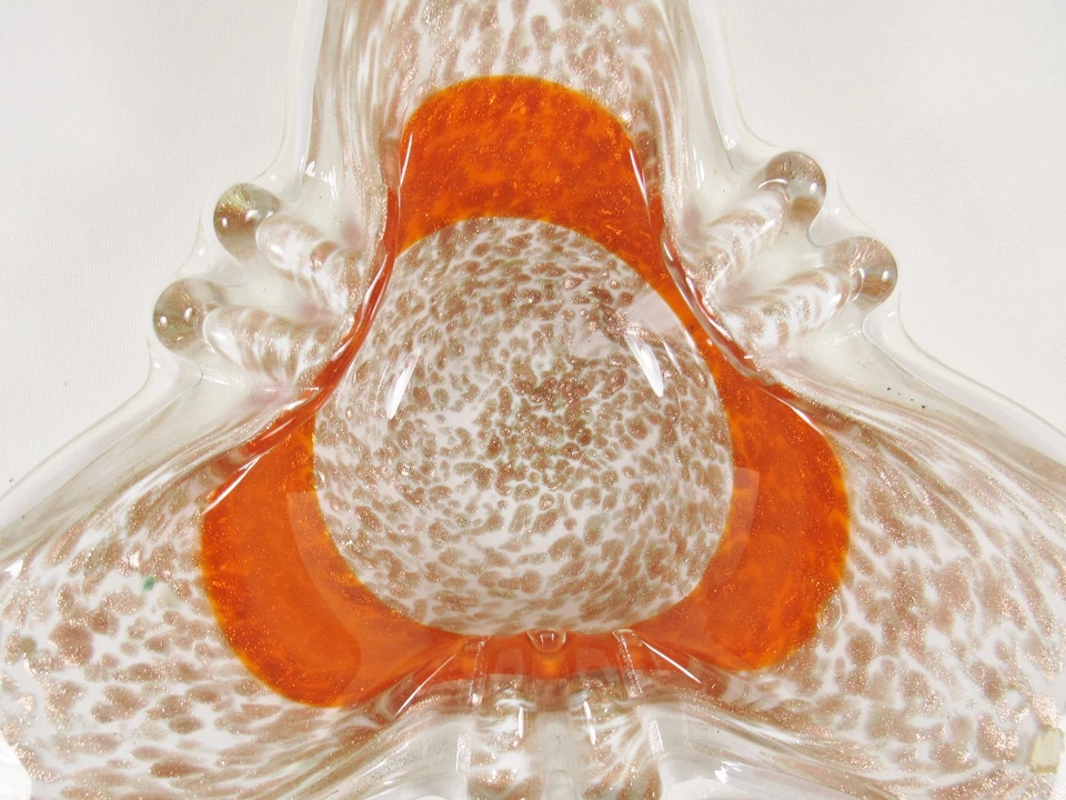 Cuenco de vidrio artístico italiano vintage 1950 MURANO Fratelli Toso dorado aventurina   Foto 4 de 4