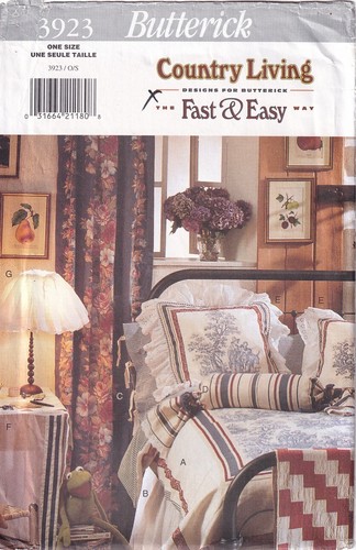 1990s Butterick Sewing Pattern 3923 Country Living Duvet Cover & Accessories - Foto 1 di 2
