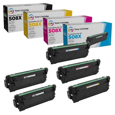 LD Compatible Replacements for HP 508X 5PK: 2 CF360X/1 CF361X/1 CF363X/1 CF362X