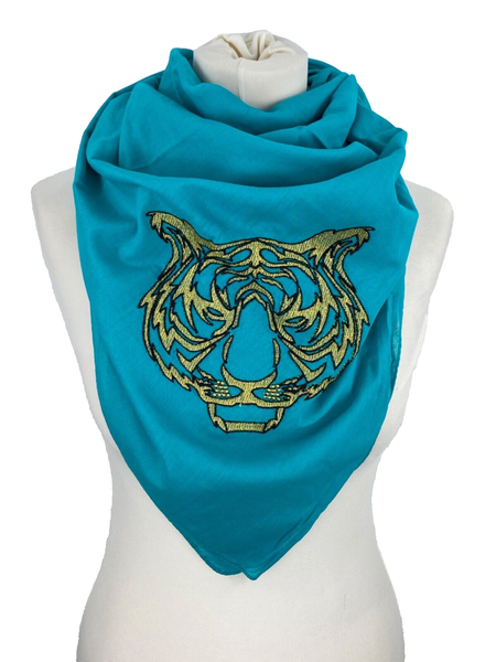 Tuch Dreieckstuch Schal Halstuch Scarf Damen TüRkis Blau Tier Pieces Uvp: 21,95€-image