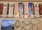 2 Egyptian Blue Stone Scarab Beetle Necklaces~Bracelet~3 Papyrus Bookmarks~Books