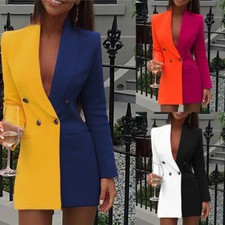 Women V Neck Cardigan Dress Ladies OL Office Work Suit Blazer Business Dress