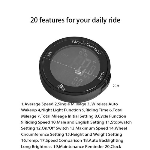 Bicycle Wireless Speedometer Computer Mountain Bike Odometer Tachymeter Cycling - Picture 3 of 10