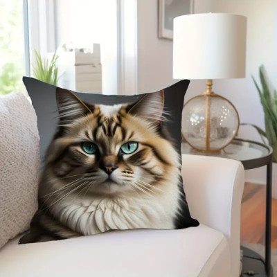 Fat Cat Throw Pillow Couch Pillow Decorative 18 X 18 Pillow and Case Included