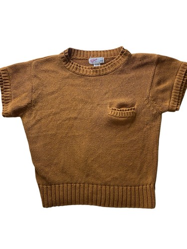 VTG Milano Brown Knit Top Women’s Size L Ramie Blend Front Pocket Double Trim - Picture 1 of 6