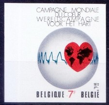 Belgium 1972 MNH 1v, Imperf, World Heart Month, Globe, Health