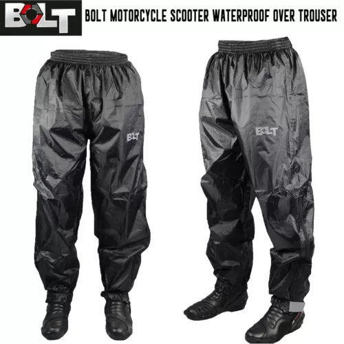 Bolt Motorcycle 100% Waterproof Pull Over Trousers/Pants - Black