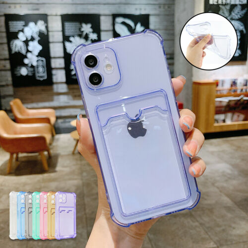 Shockproof Wallet Card Holder Clear Case For iPhone 15 14 13 12 11 Pro Max XS XR - Picture 16 of 23