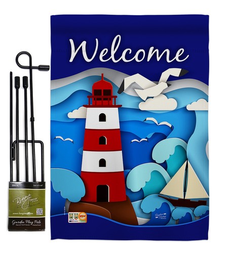Bienvenido Faro Rojo Náutico Mar Barco Barcos Casa Sello Jardín Yarda Bandera - Imagen 7 de 13