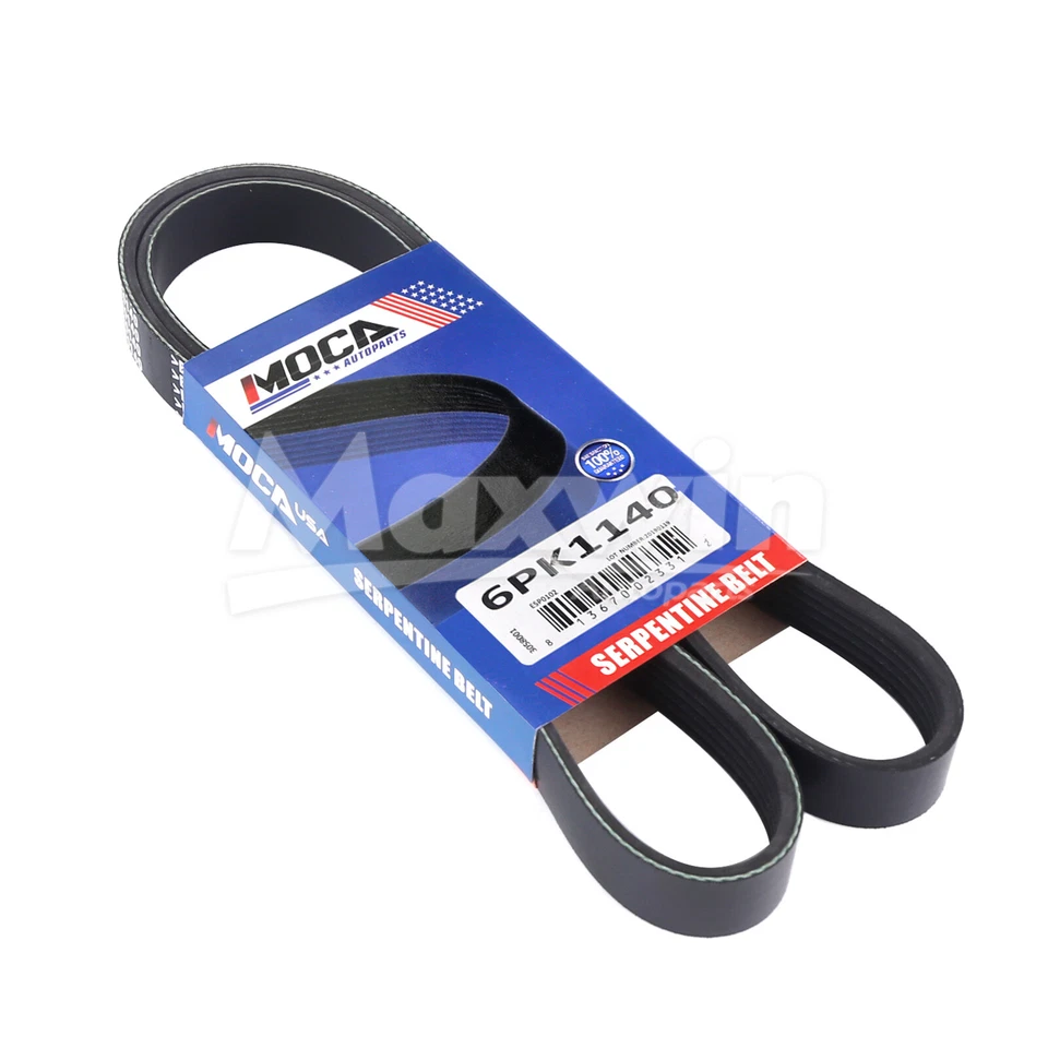 2x Cinturón Serpentine 4PK894F 6PK1140 apto para Ford Edge Explorer Lincoln MKZ Mazda CX-9 Foto 4 de 4