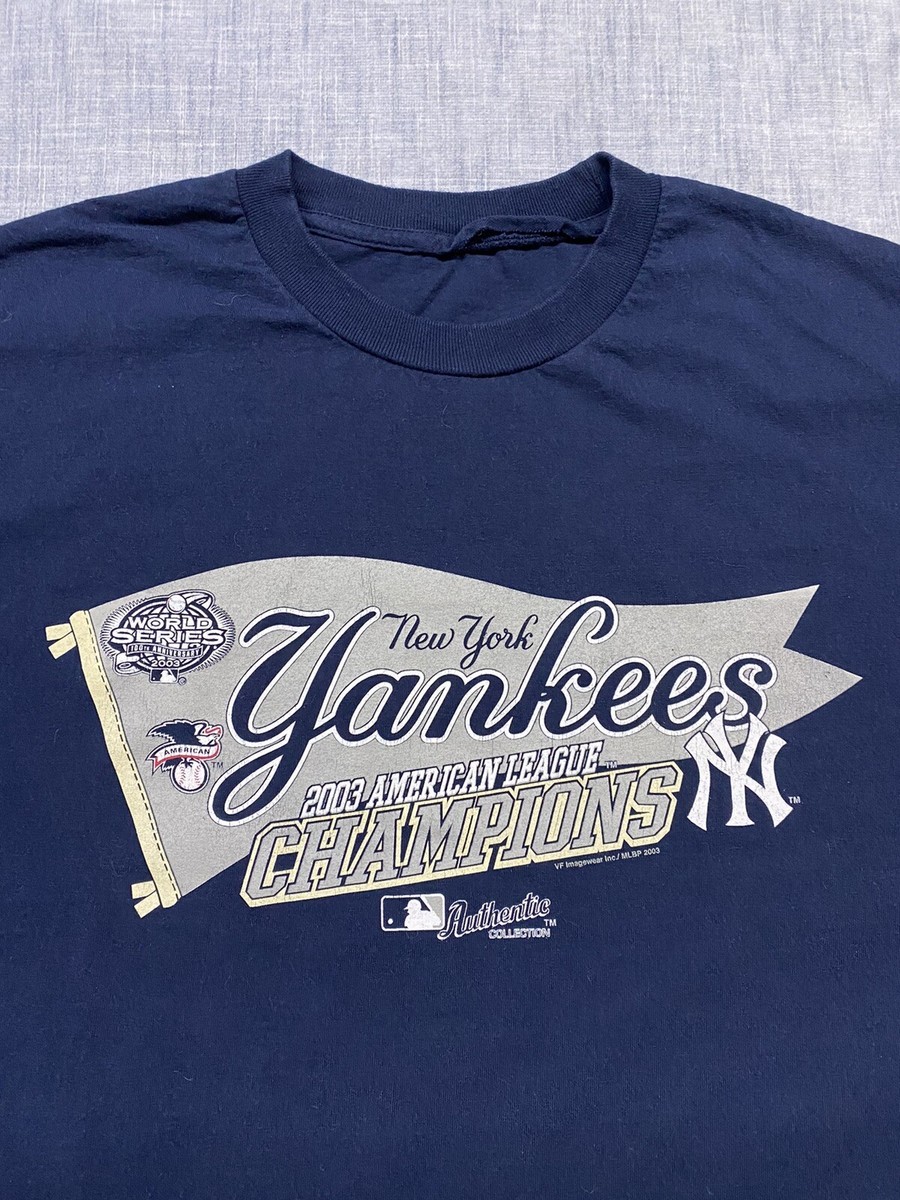 New York Yankees Shirt Mens 3XL Blue 2003 AL Champions Y2K VTG MLB