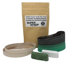 1/2X12 Super Strop Belt Pack 2 Leather Honing Belts & Sharpening Belt Assortment