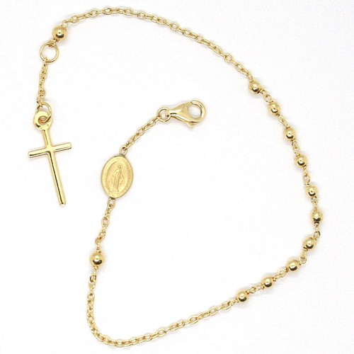 18K YELLOW GOLD ROSARY BRACELET, 2.5 MM 