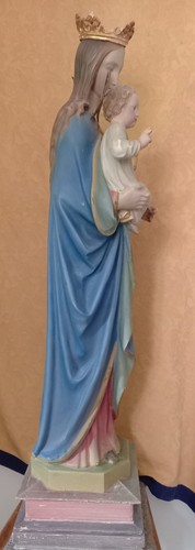 Madonna Mayersche Kunstanstalt um 1870 122 cm originale Fassung Kirchenfigur - Bild 9 von 19