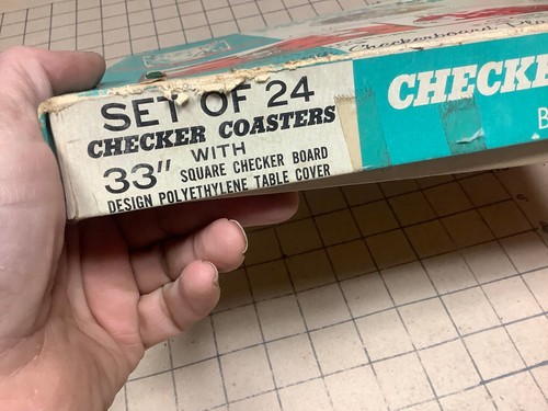Vintage complete CHECKERS COASTERS 33" BY 33" each checker holds a drink - Picture 4 of 4