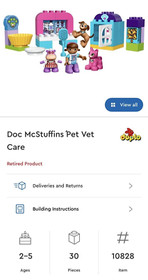 Lego Duplo Doc McStuffins Pet Vet Care 10828 Complete Box No Instructions