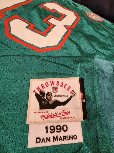 Dan Marino Miami Dolphins 1990 Aqua Authentic NFL Mitchell & Ness Jersey 52 2XL - Picture 17 of 24
