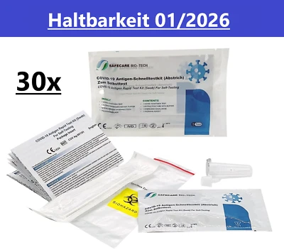 30x Corona Schnelltest SAFECARE Covid-19 Antigen Nasen Test Omikron BfArM 1/2026