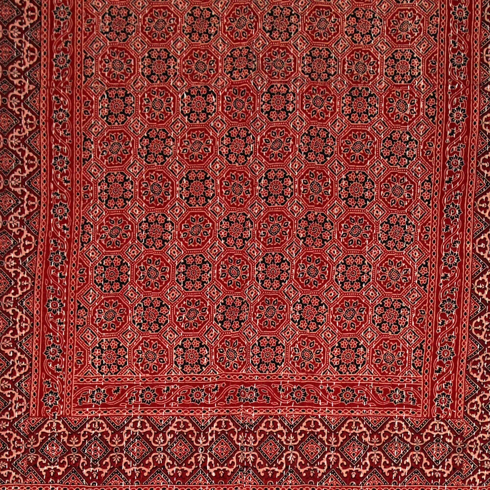 Edredón Kantha con estampado de bloques de mano indio, manta colcha de algodón queen tiro Gudari Foto 2 de 4