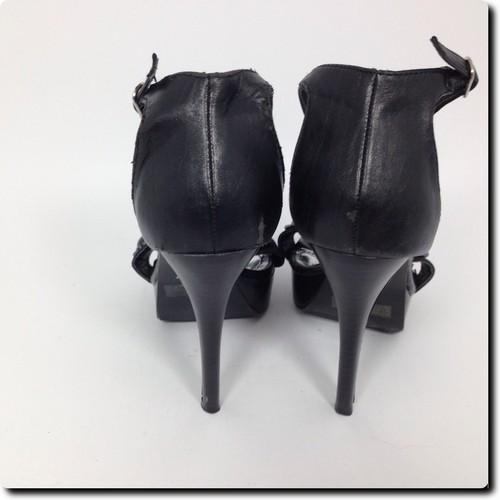Anne Michelle Black "Hot Shot" Embellished T-strap Heels 6.5 - Picture 7 of 8