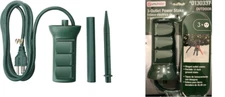 Utilitech Outdoor 3-Outlet Power Stake Green Extension Cord