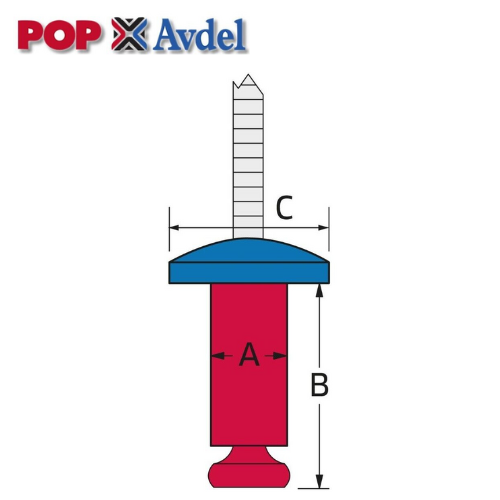 500 x POP® AVDEL Avex Rivets Alu - Steel Large Flange 4.8 x 10.9 mm 3/16 x 3/8 - Picture 3 of 3