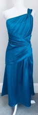 Womens Size 14 David s Bridal F15752 Royal Blue One Shoulder Bridesmaid Dress