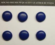 6 MADE IN USA Blue genuine leather covered jacket buttons 15.5 mm metal loop