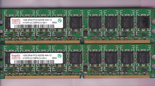 2GB 2x1GB HYNIX PC2-4200E ECC HYMP512U72BP8-C4 AB-A DDR2-533 RAM MEMORY KIT DIMM