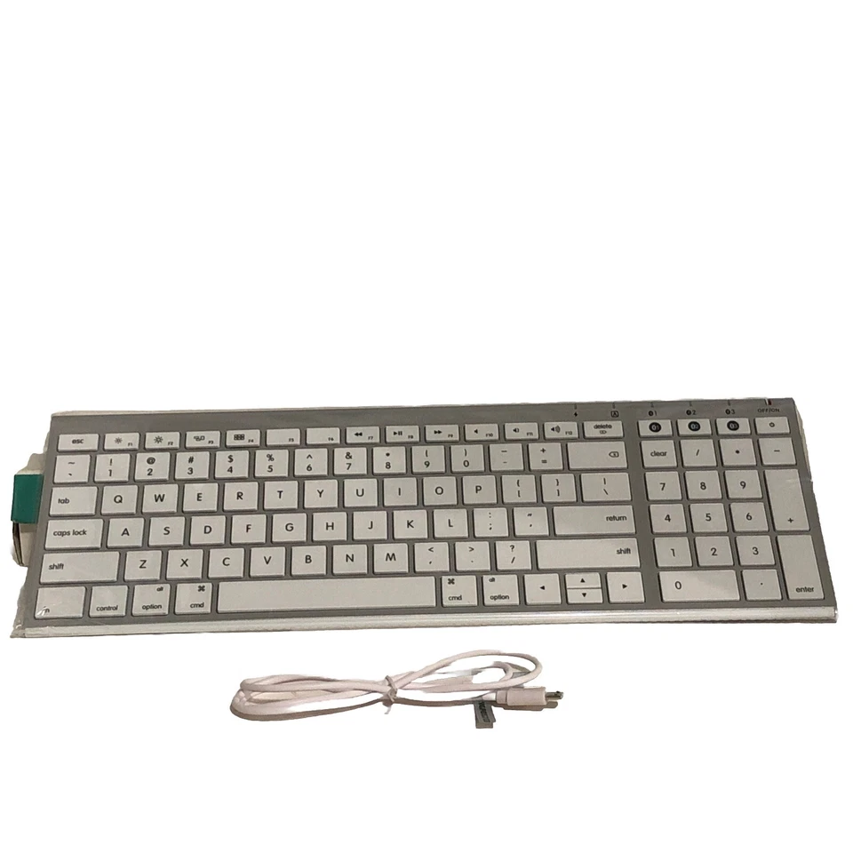 Jelly Comb Wireless Bluetooth Keyboard White And Silver  Slim Design  NIB - Image 2 of 4