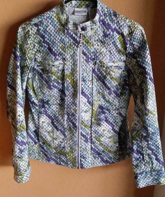 Chico's Snake Python Print Multi Colored Zippered… - image 1