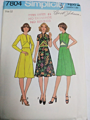 Dress High Waist Fit Flare 12 Simplicity 7804 Sewing Pattern UC VTG 70s Knee Mid | eBay Dress High Waist Fit Flare 12 Simplicity 7804 Sewing Pattern UC VTG 70s Knee Mid | eBay