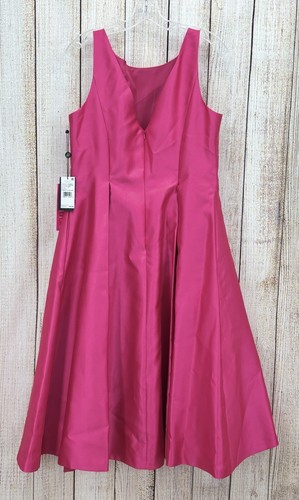 Adrianna Papell Mikado Pink Fit & Flare Dress Size 14 Tea-Length Sleeveless NWT - Picture 4 of 12