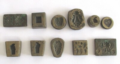 ANTIQUE BRONZE JEWELERY MOLDS LOT OF 11 PIECES RARE UNUSUAL DESIGNS MOULD .