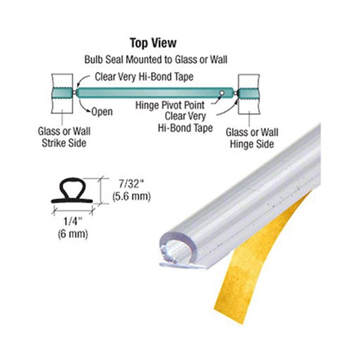 CRL Vinyl Bulb Seal with Pre-Applied Tape for 7/32" Gap - 95 in long - Pack of 5 - Picture 2 of 2