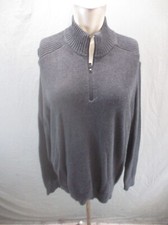 Eddie Bauer Size L Men Gray 100 Cotton 1/2 Zip Stand Collar Winter Pullover 527