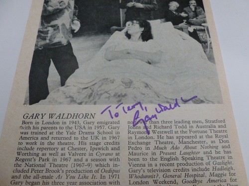 Gary Waldhorn Hand Signed Theatre Programme Page Vicar Of Dibley - Picture 2 of 2
